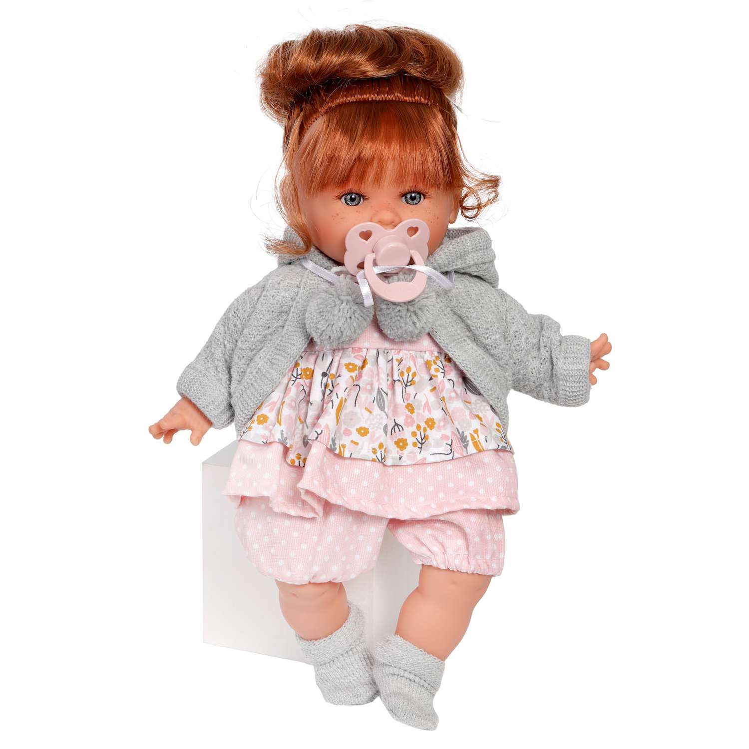 Кукла озвученная Antonio Juan Реборн Ава в сером 30 см плачет мягконабивная 13145 - фото 4