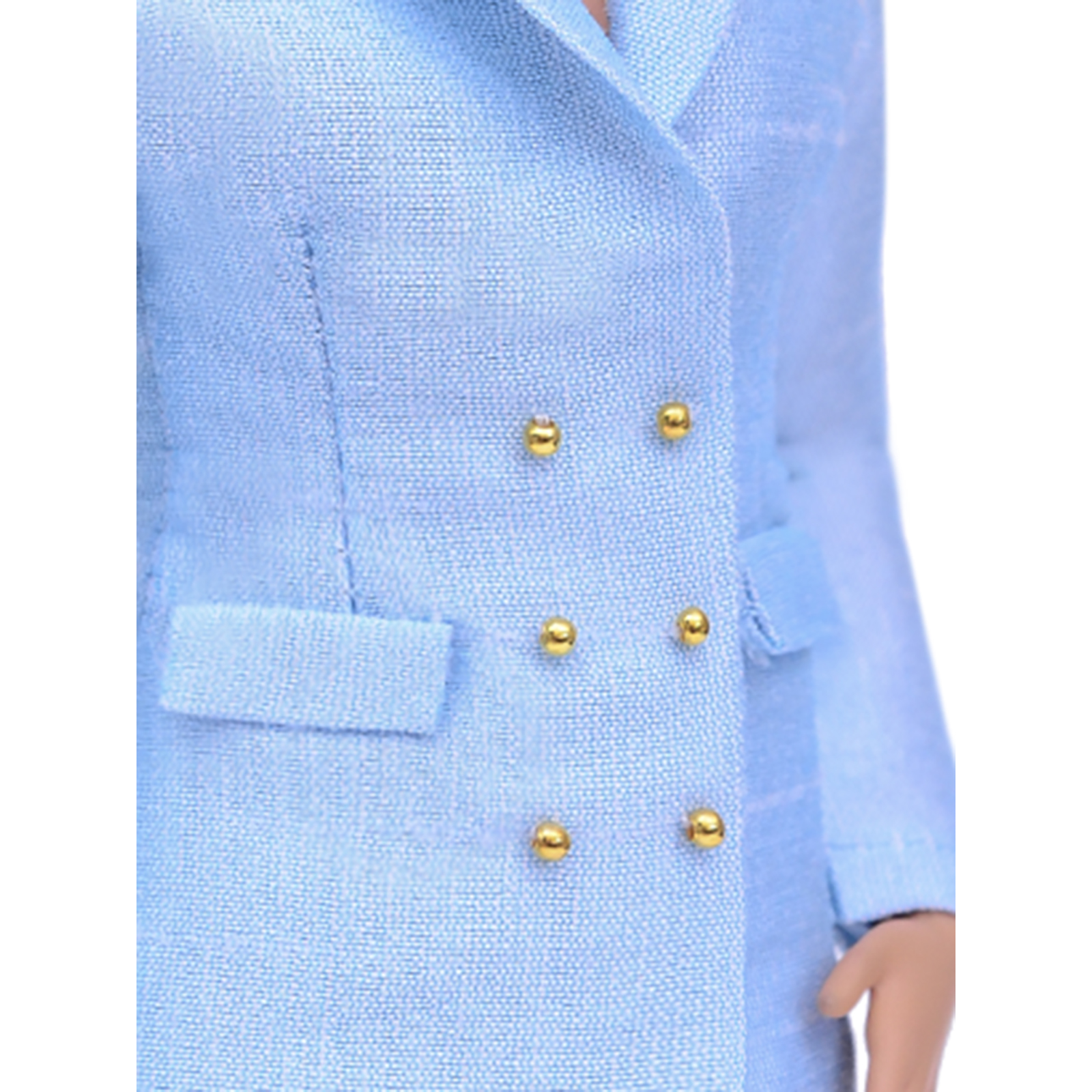 Шелковый брючный костюм Эленприв Светло-голубой для куклы 29 см типа Барби FA-011-09 - фото 7