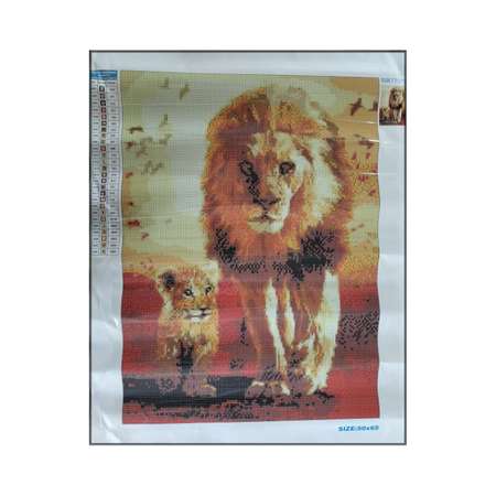 Алмазная мозаика Seichi Лев со львёнком 50х65 см