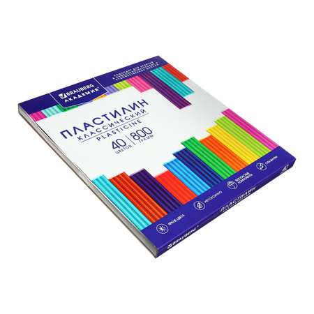 Пластилин Brauberg 40 цветов 800 г «АКАДЕМИЯ КЛАССИЧЕСКАЯ» со стеком