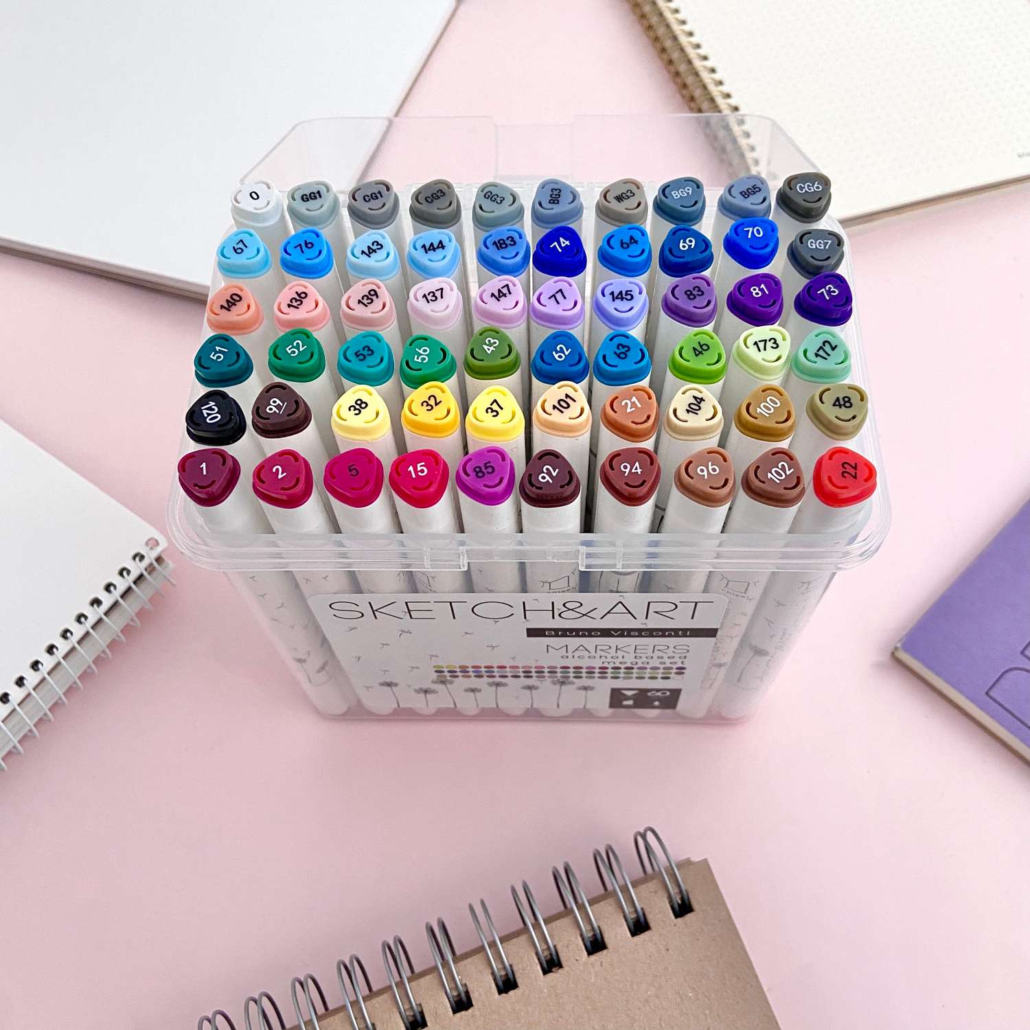 Набор скетч-маркеров Bruno Visconti Sketch Art двусторонние Мега 60 цветов в пластиковом пенале - фото 6