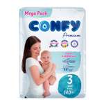 Подгузники детские CONFY Premium Midi размер 3 4-9 кг Mega упаковка 140 шт CONFY