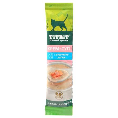 Лакомство для кошек Titbit 10г с кусочками лосося крем-суп