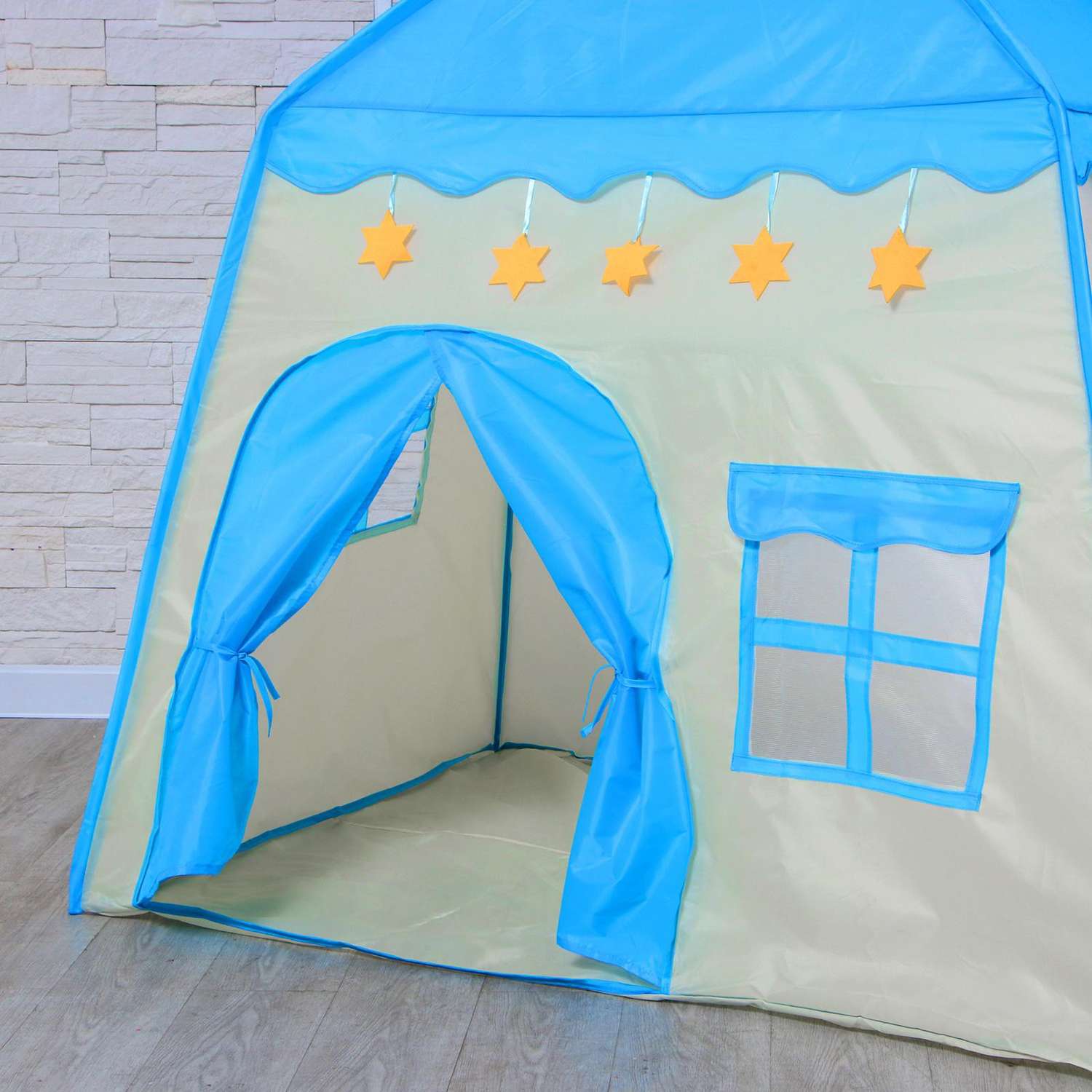 Палатка Zabiaka детская игровая «Домик» голубой 130×100×130 см - фото 4