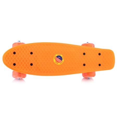 Скейтборд ROCKET детский оранжевый 42 см колеса PVC светятся