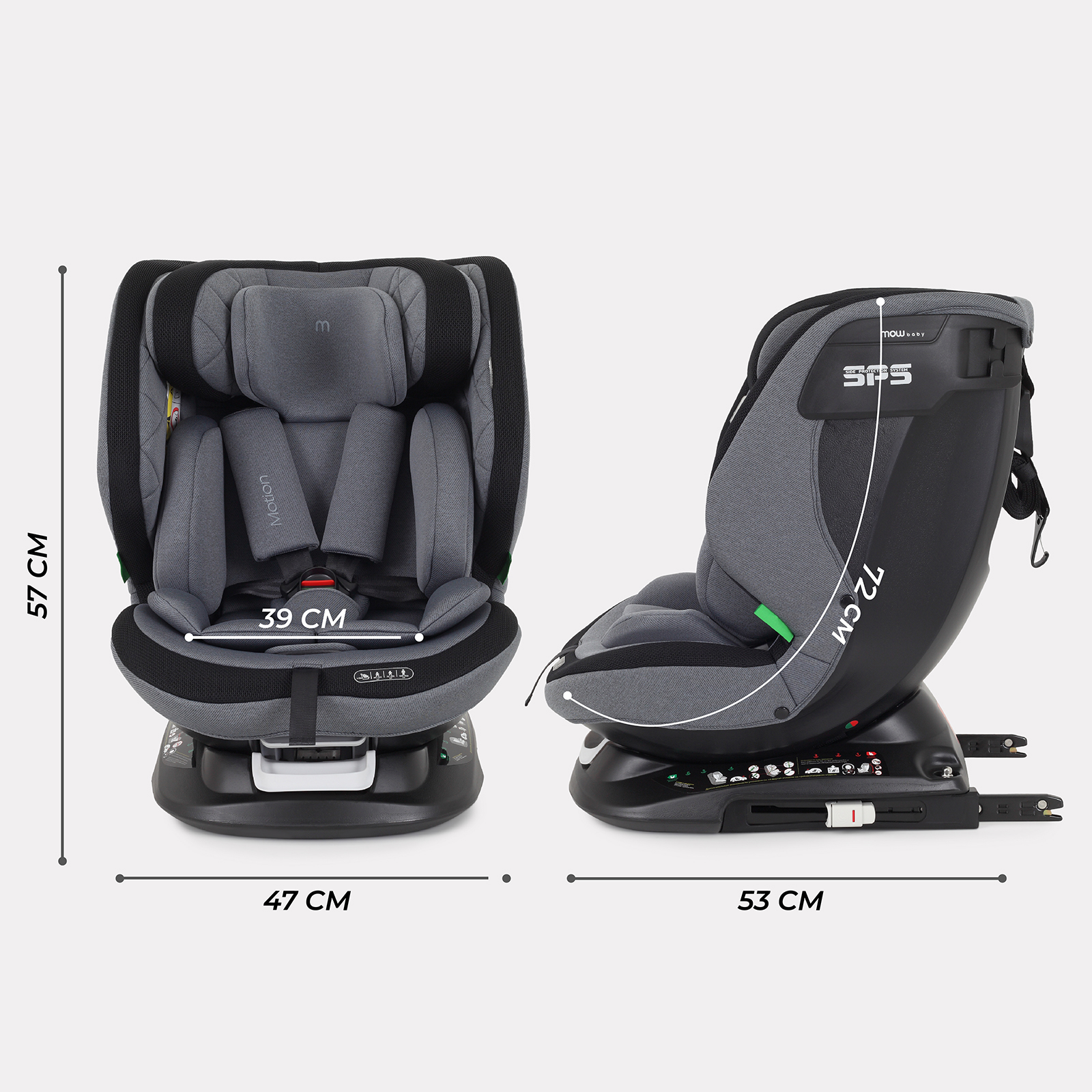 Автокресло с поворотной базой MOWbaby Motion isofix Grey 40-150см - фото 4