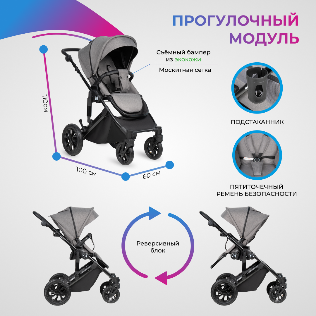 Коляска для новорожденных 3 в 1 Farfello Molly Pro - фото 8