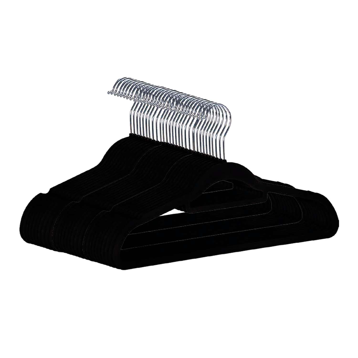 Вешалки-плечики Homsu вельветовые противоскользящие набор 35 штук черные - фото 1