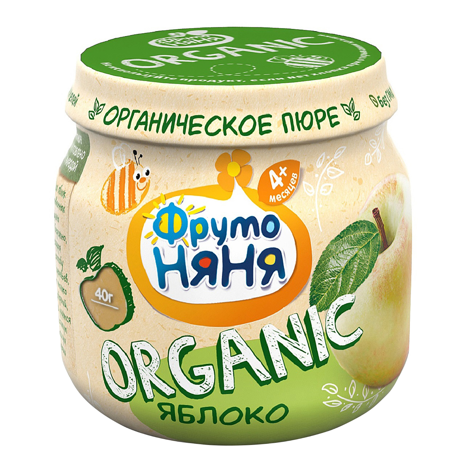 Пюре ФрутоНяня Organic яблочное натуральное 80 г с 4 месяцев - фото 1