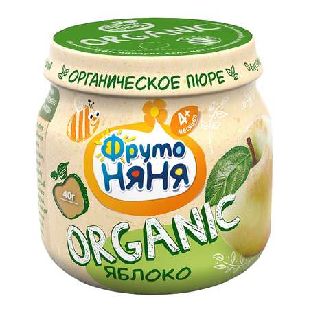 Пюре ФрутоНяня Organic яблочное натуральное 80 г с 4 месяцев