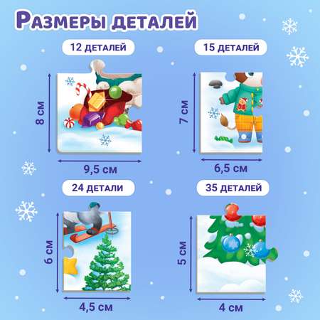 Пазлы 4 в 1 Puzzle Time «Сказка в Новогоднюю ночь» 12 15 24 35 элементов