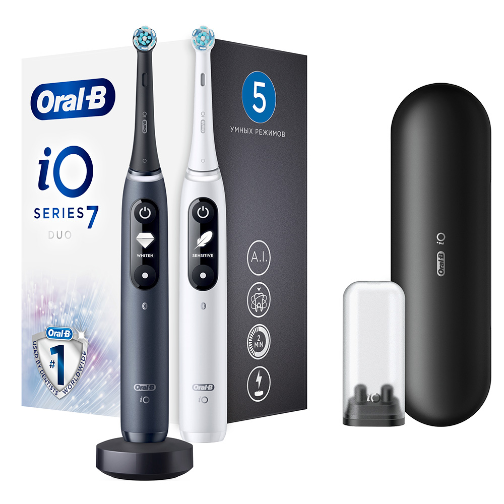 Электрическая зубная щетка ORAL-B iO 7 DUO Black Onyx White Alabaster - фото 1