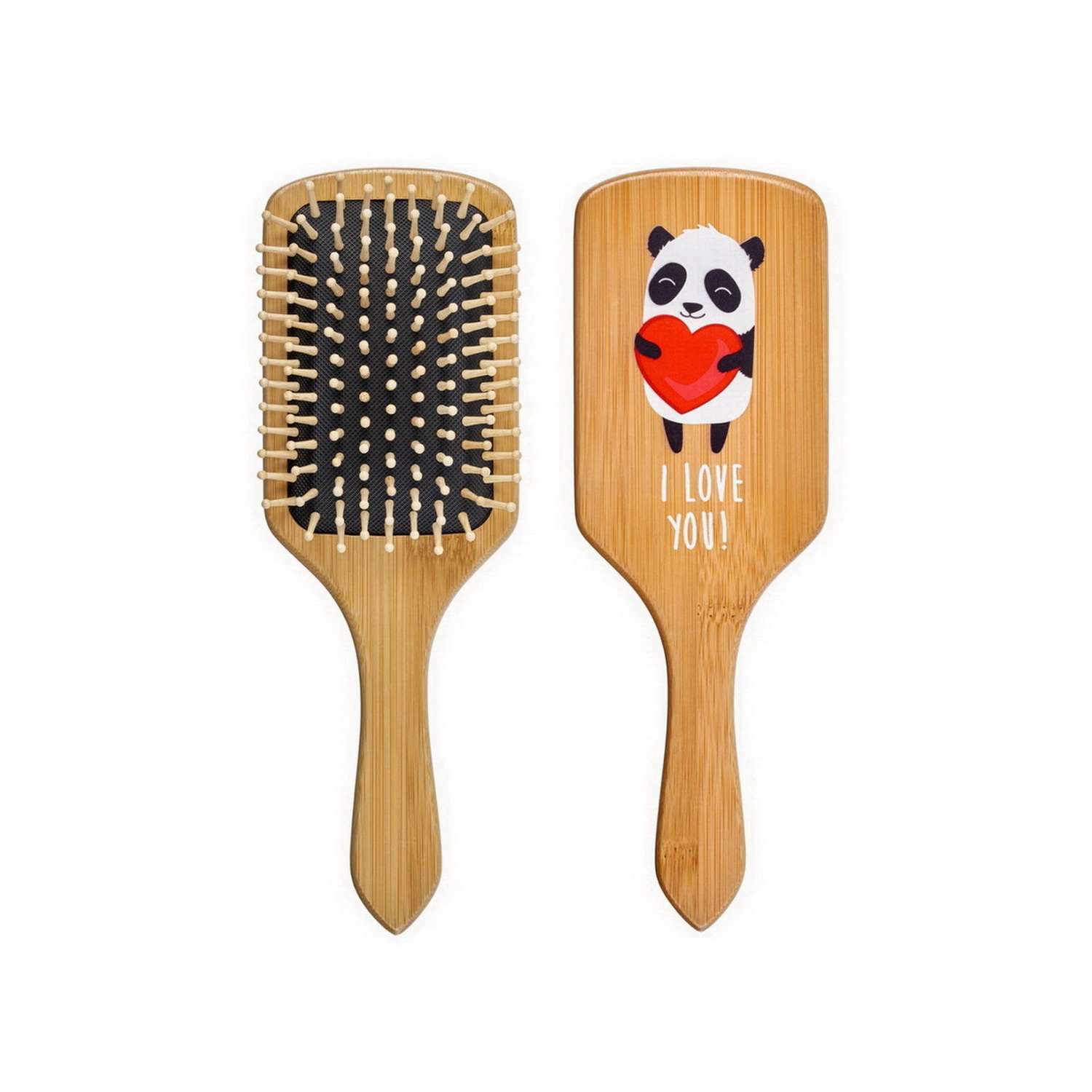 Расческа для волос Bradex массажная Влюбленная панда деревянная - фото 1