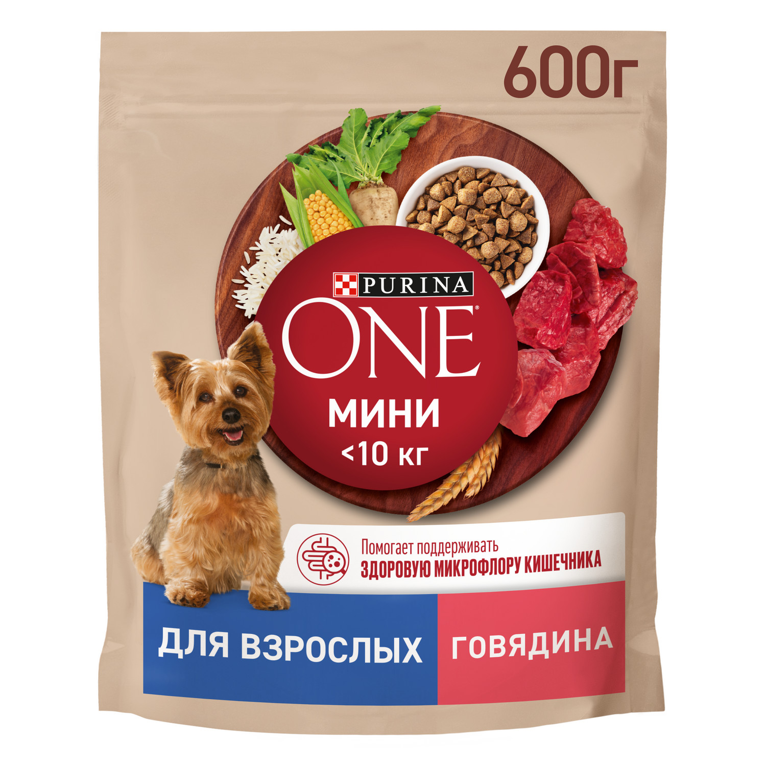 Корм для собак Purina One Mini говядина-рис 600г