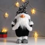 Кукла интерьерная Зимнее волшебство «Дед Мороз в чёрной шубке и колпаке с пайетками» 41х11х16 см
