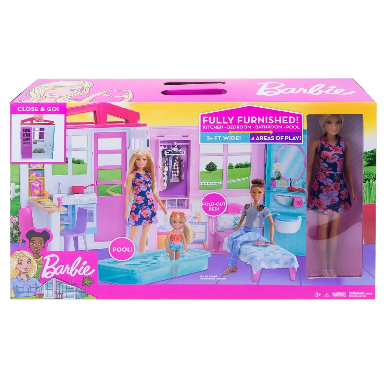 Набор игровой Mattel Barbie Раскладной кукольный дом большой FXG55 - фото 1