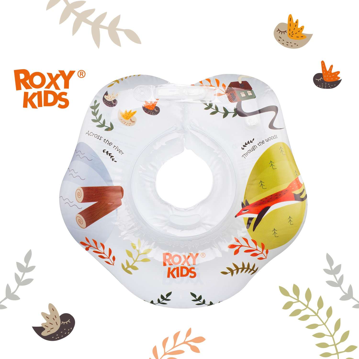 Круг для купания ROXY-KIDS надувной на шею для новорожденных и малышей Fairytale Fox - фото 1