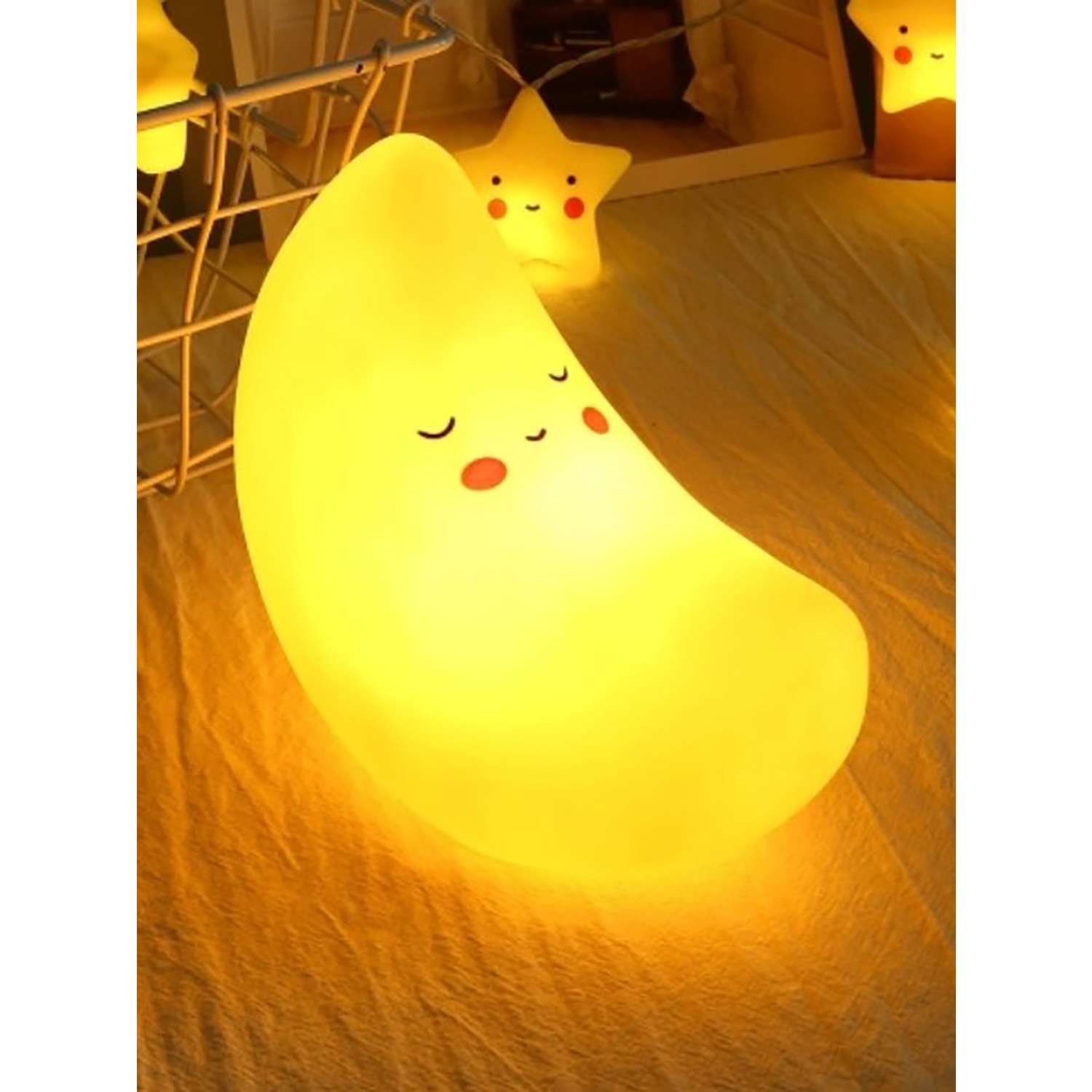 Лампа настольная светодиодная LATS ночник детский месяц желтый - фото 13