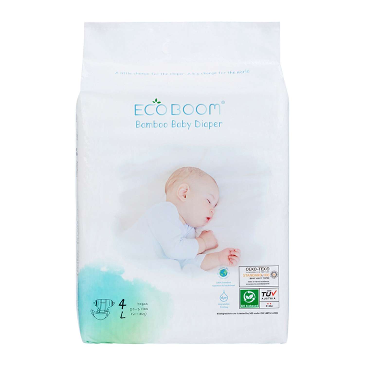 Бамбуковые подгузники детские ECO BOOM размер 4/L для детей весом 9-14 кг 70 шт - фото 1