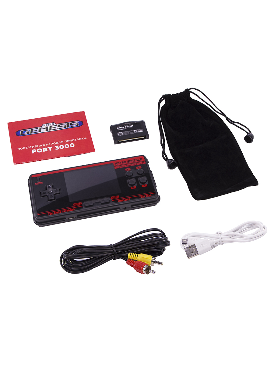 Портативная игровая приставка Retro Genesis Port-3000 4000+игр черно-красная / 10 эмуляторов / 3.0 экран IPS / SD-карта / сохранение - фото 2