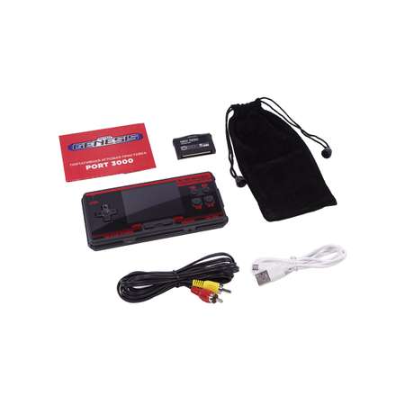 Портативная игровая приставка Retro Genesis Port-3000 4000+игр черно-красная / 10 эмуляторов / 3.0 экран IPS / SD-карта / сохранение