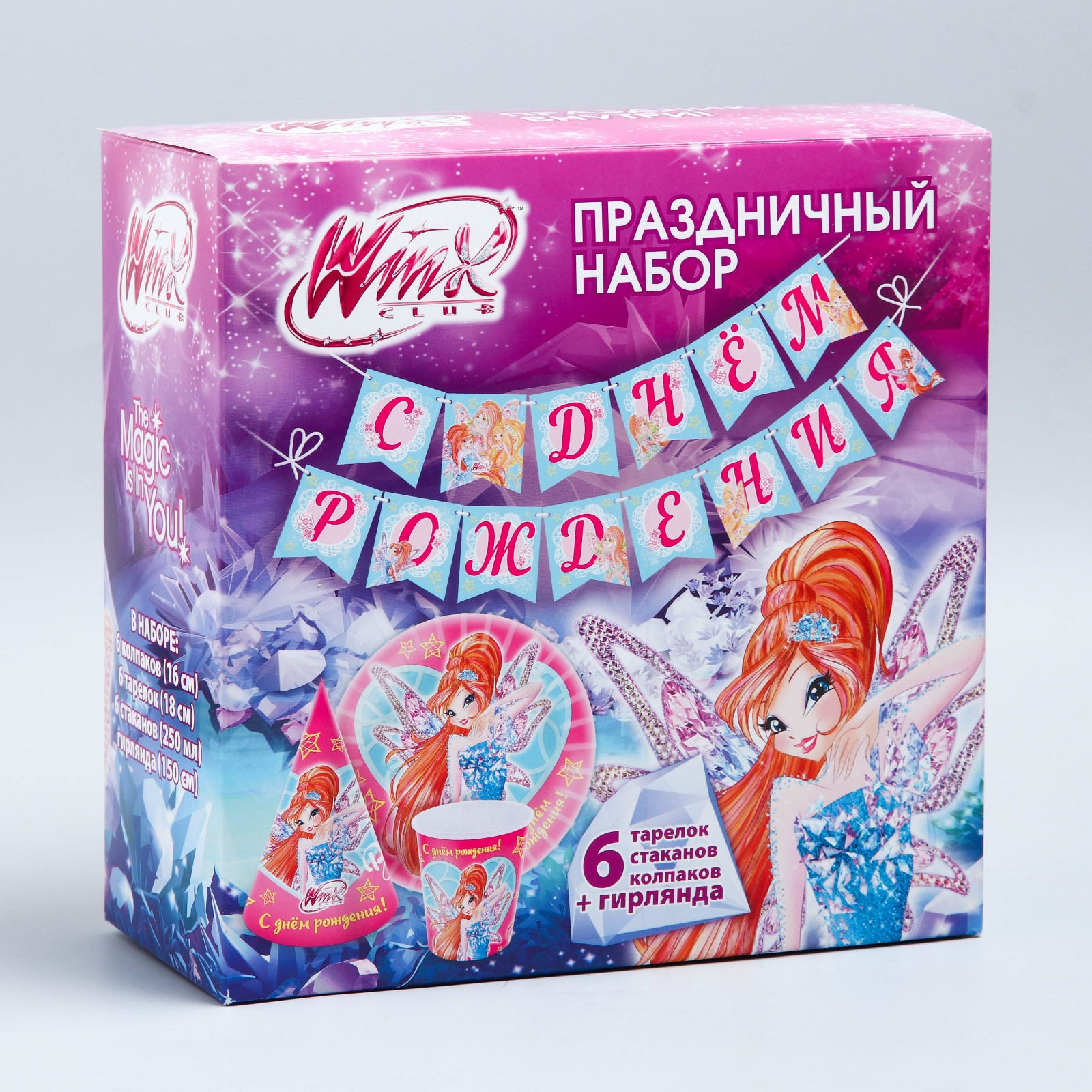 Набор бумажной посуды WINX С днем рождения феи на 6 персон - фото 1