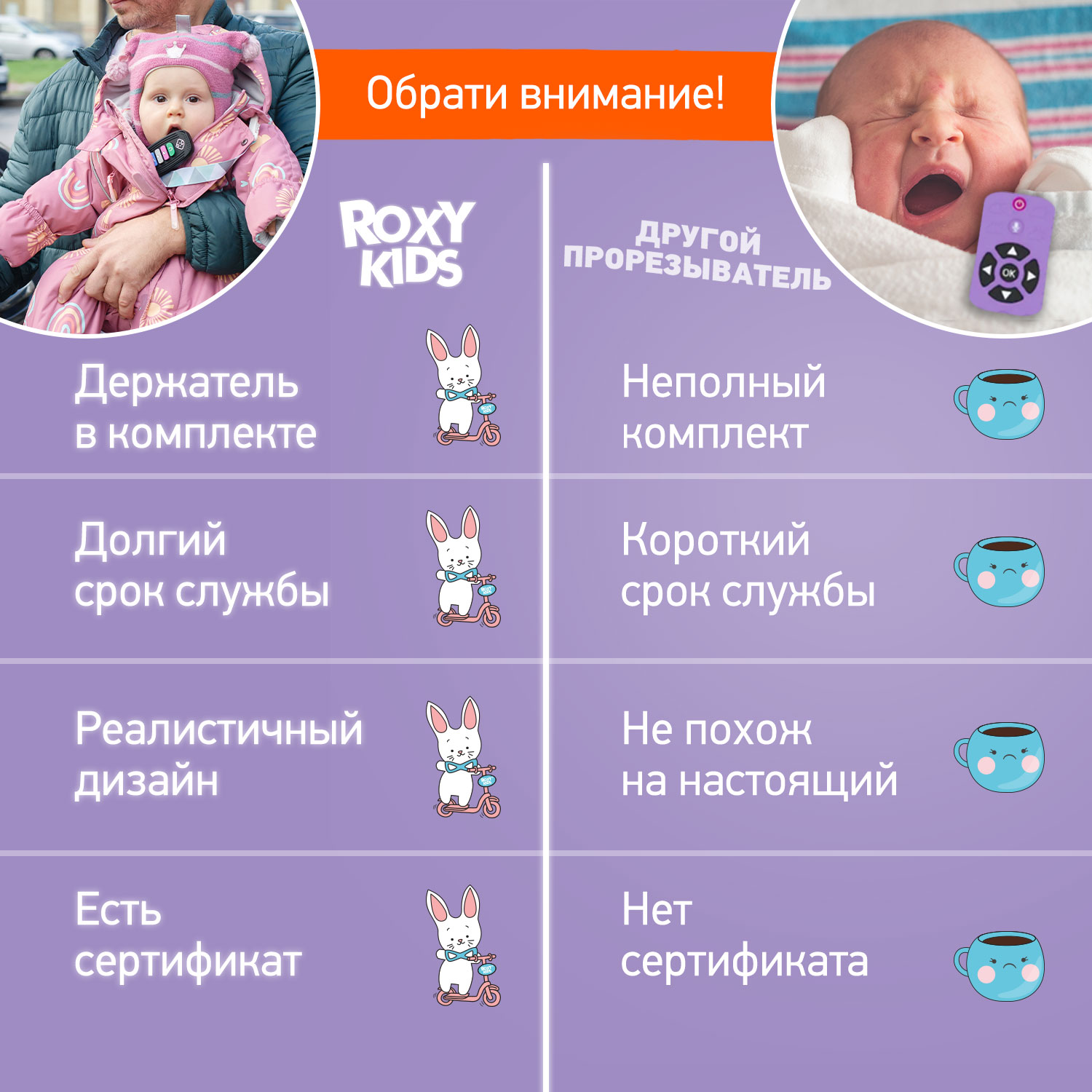 Силиконовый прорезыватель ROXY-KIDS для зубов Пульт-брелок для автосигнализации с держателем черный - фото 7