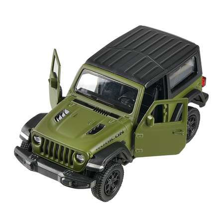 Машина металлическая Uni-Fortune Jeep Rubicon 2021 закрытый верх инерционная зеленая матовая двери открываются