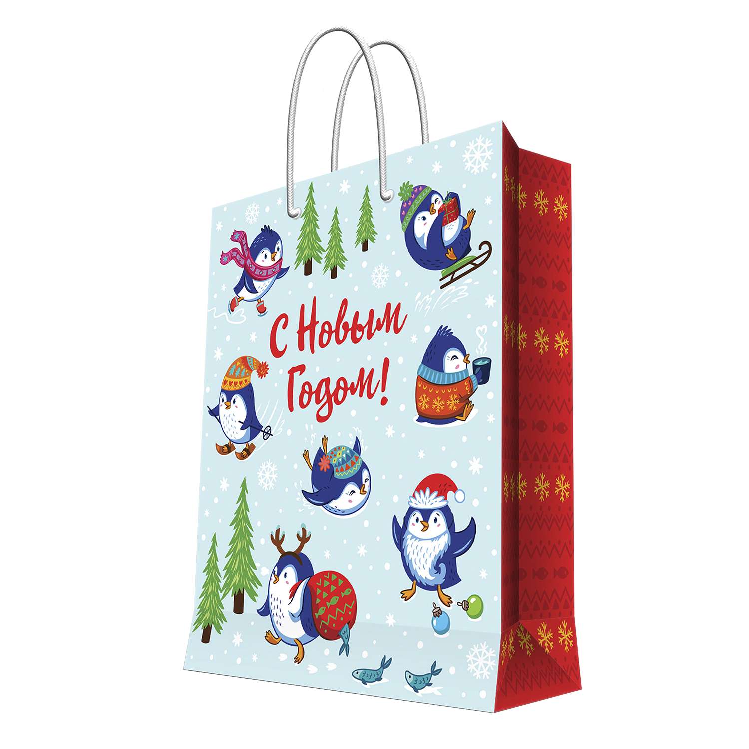 Пакет бумажный Magic Time Новогодние пингвины - фото 1