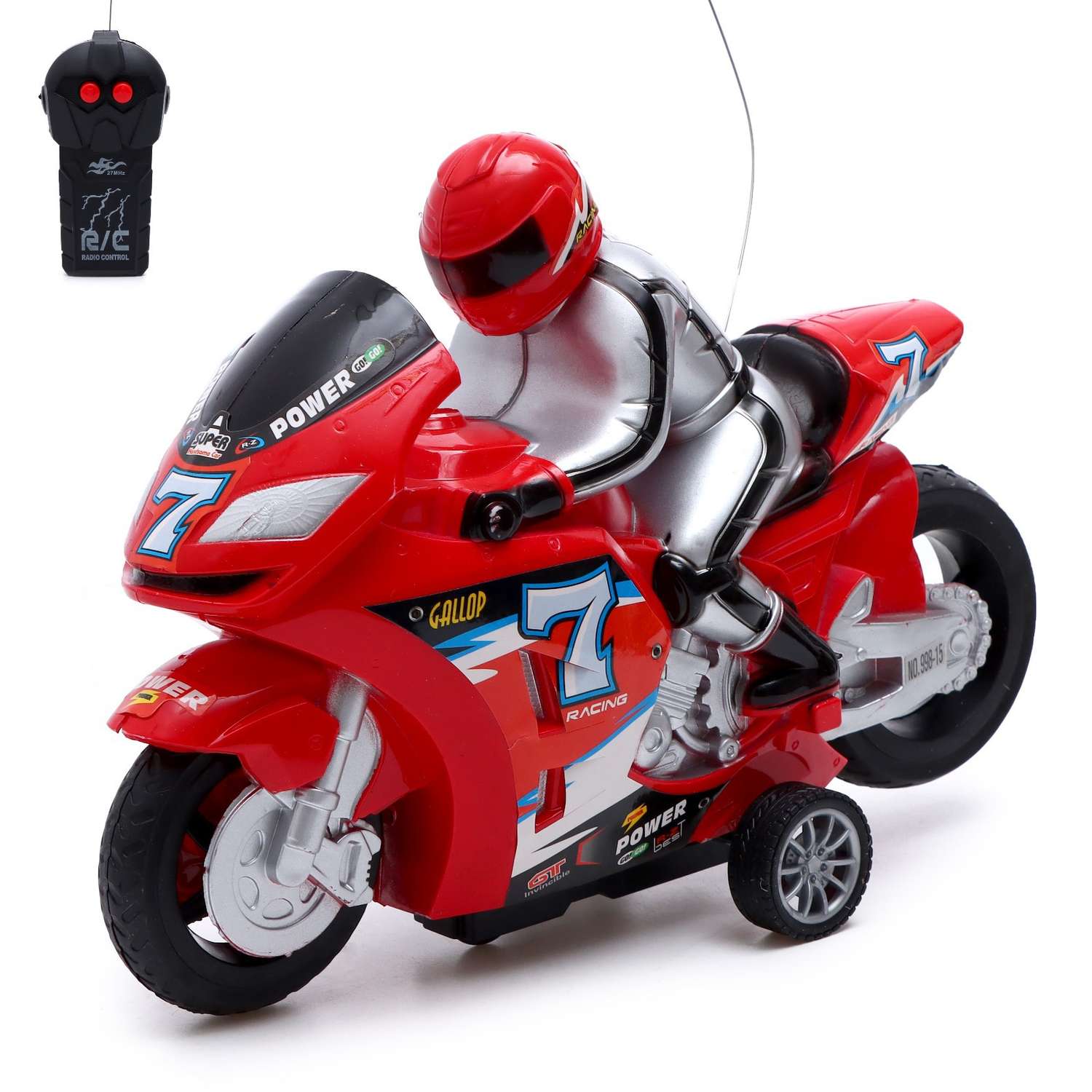 Мотоцикл Автоград радиоуправляемый «Спортбайк» работает от батареек цвет красный - фото 1