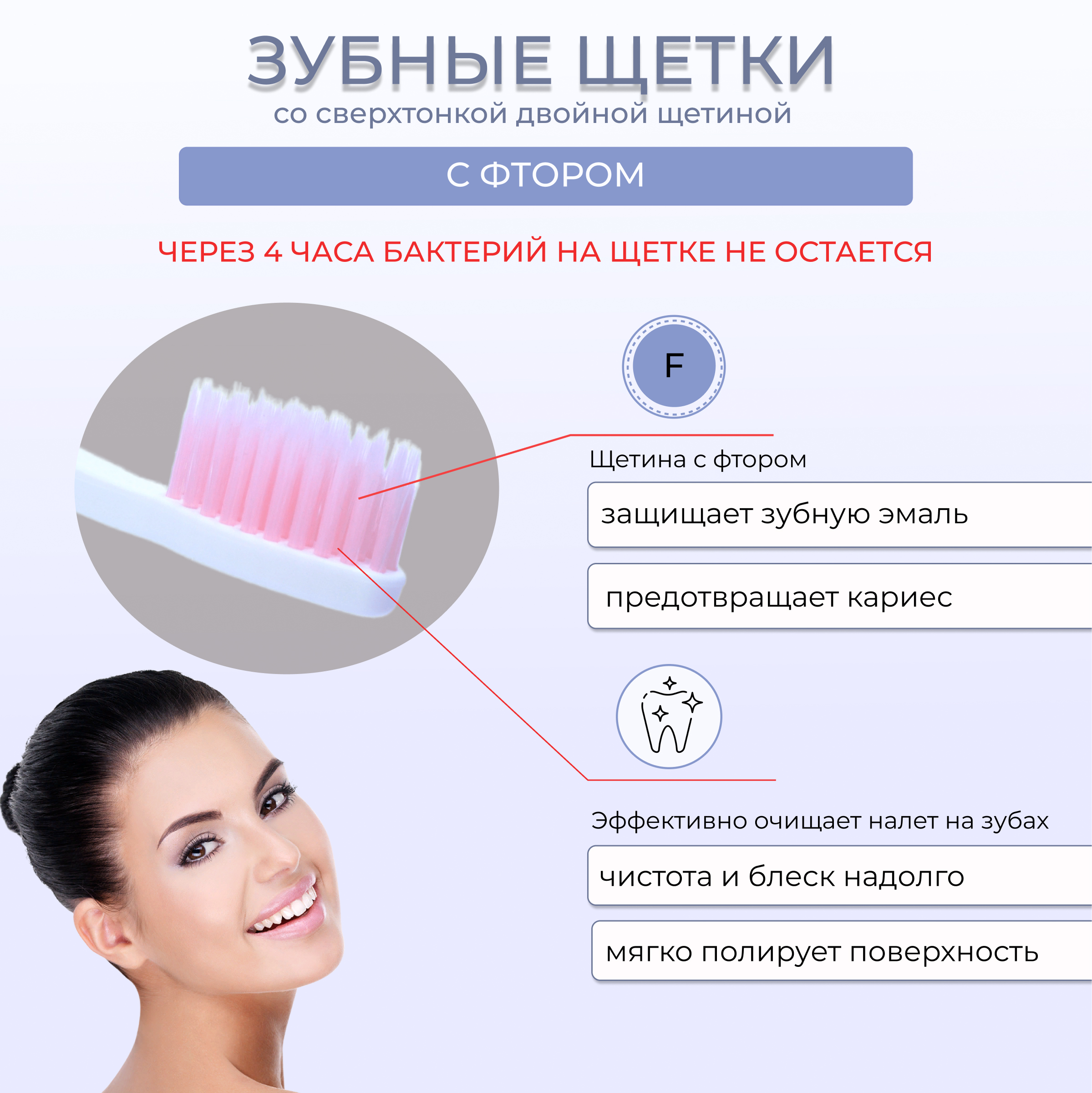 Набор зубных щеток DENTAL CARE для детей от 3 до 10 лет и взрослых с фтором и ксилитом - фото 4