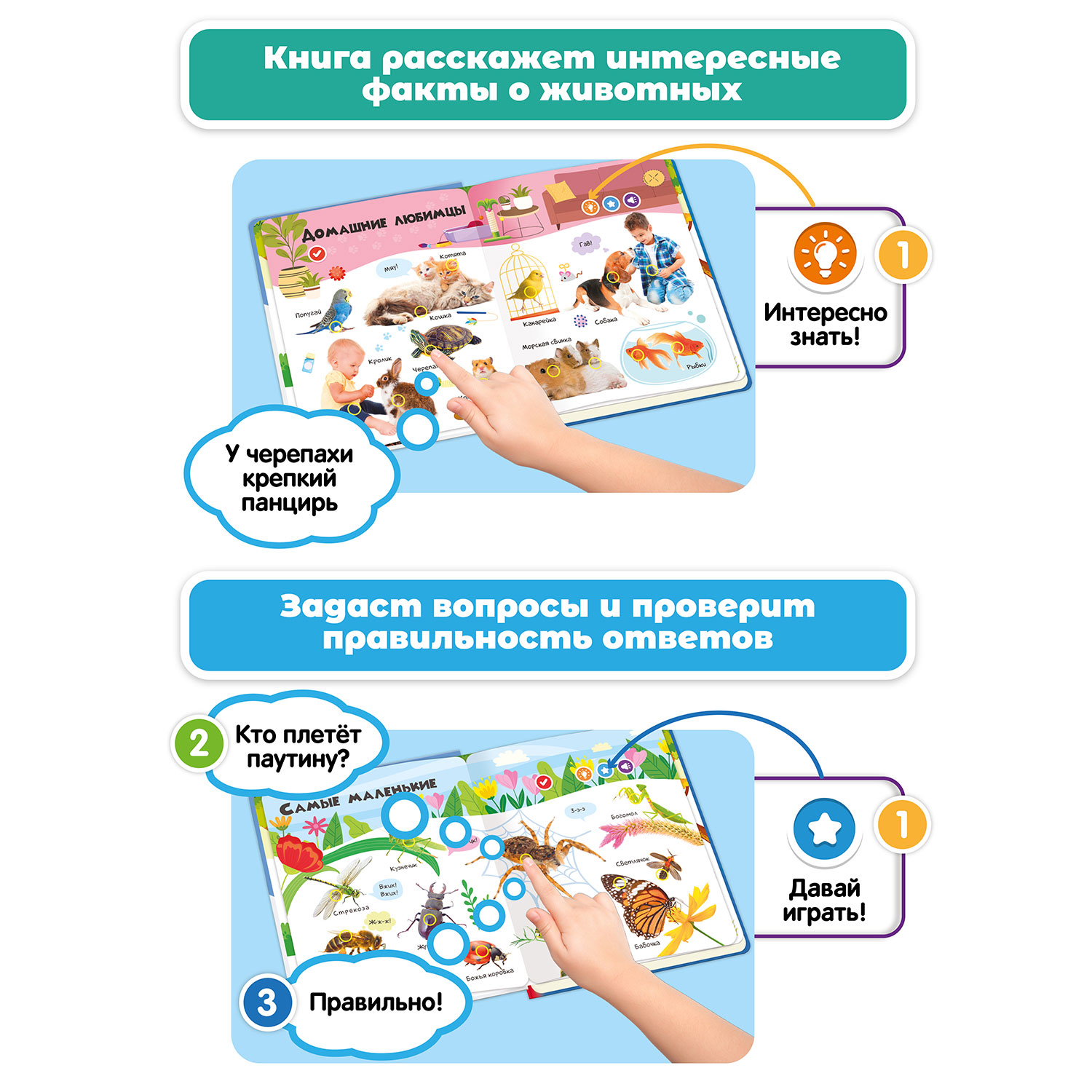 Комплект говорящих книжек BertToys Нажималок: Животные + Я и Мир Вокруг - фото 5