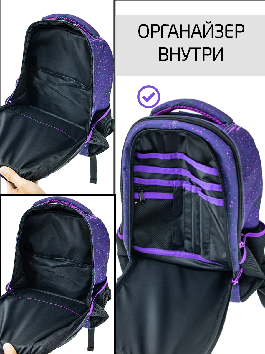 Рюкзак школьный Evoline Черный цветной кот - фото 4
