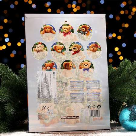 Новогодний подарок Sima-Land Адвент календарь с мини плитками из молочного шоколада ассорти. 50 г