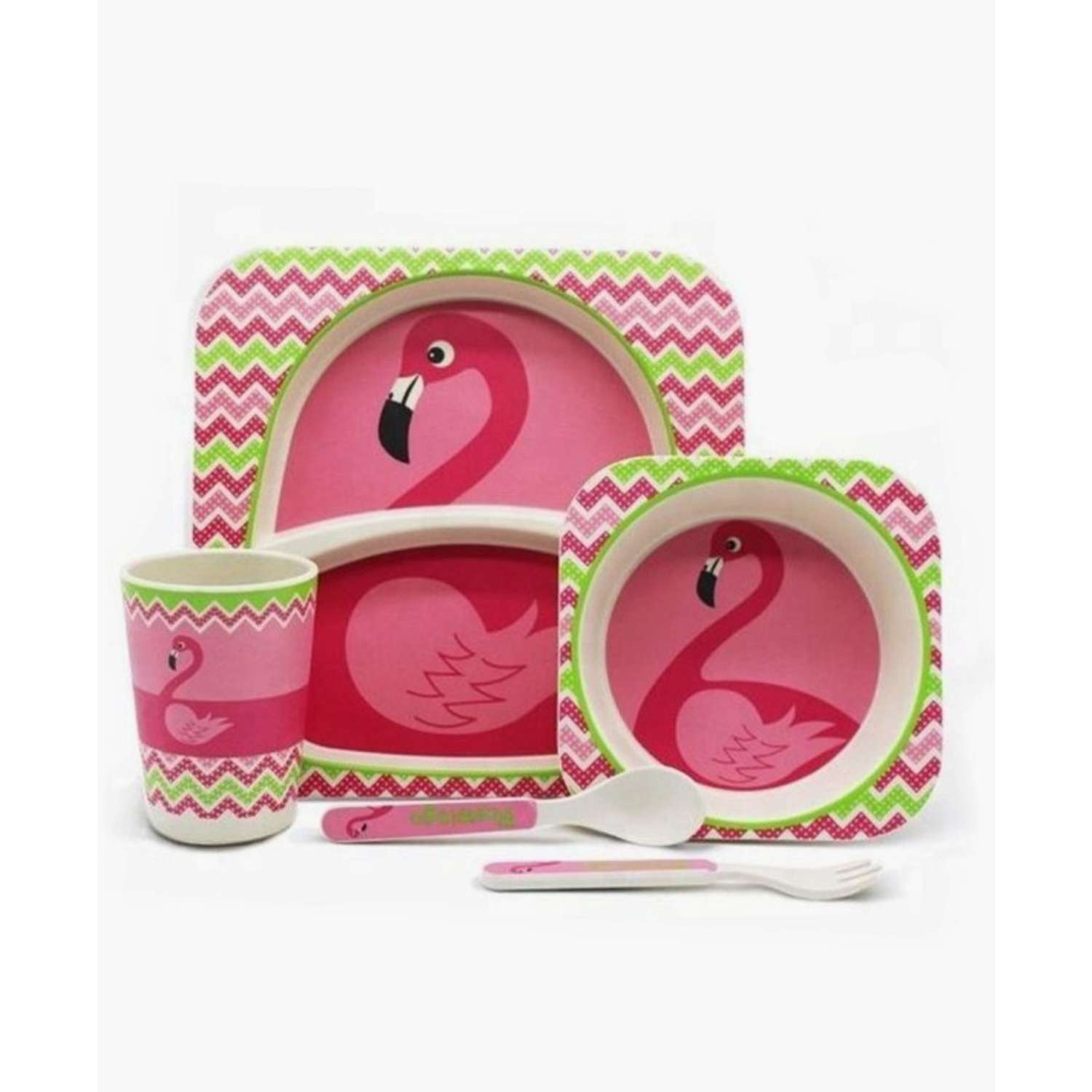 Набор детской посуды BURRG Фламинго 5 предметов - фото 1