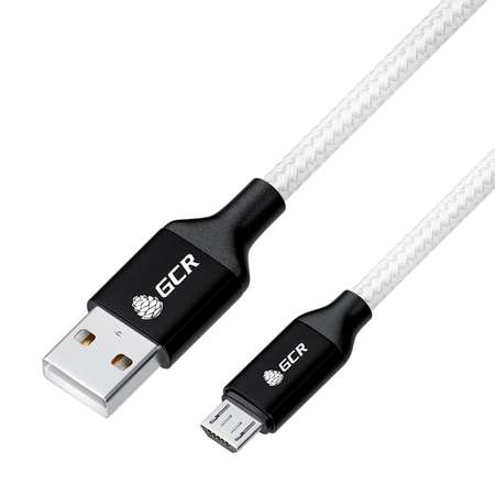 Кабель USB GCR 1.2m MicroUSB в белой нейлоновой оплетке GCR-53629