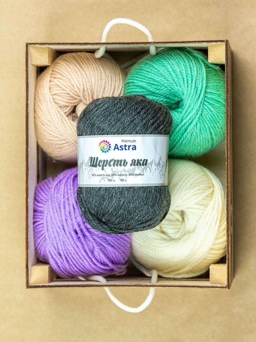 Пряжа Astra Premium Шерсть яка Yak wool теплая мягкая 100 г 120 м 05 сиреневый 2 мотка - фото 5