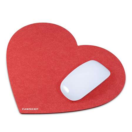 Настольный коврик Flexpocket для мыши в форме сердца 250х250мм красный