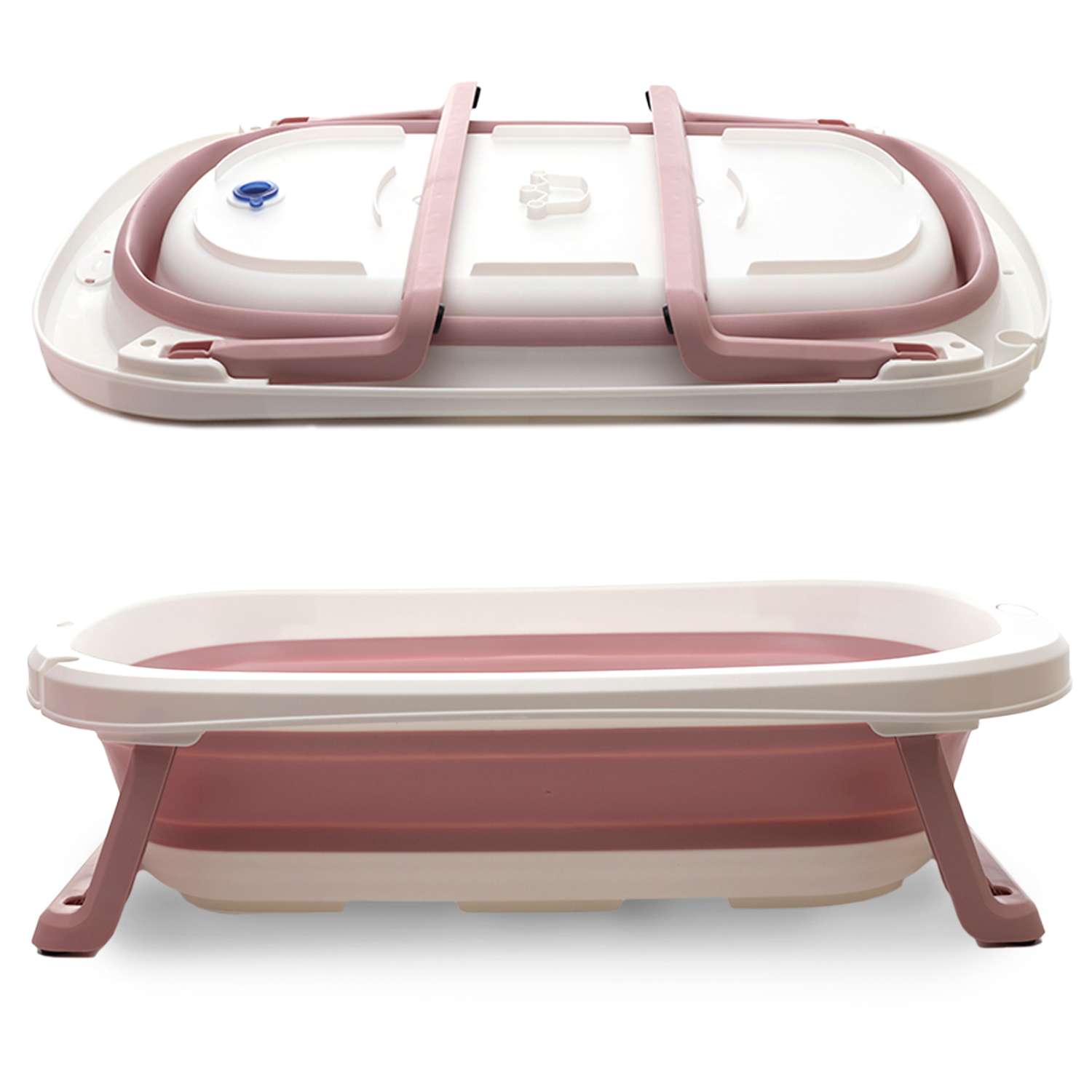Ванночка складная детская WiMi с подушкой для купания розовая - фото 9
