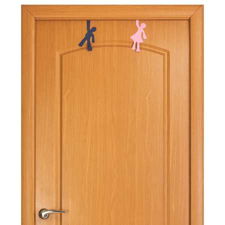Вешалка El Casa на дверь навесная 2 шт 8.5х6.5х16.5. 8.5х6.5х17 см мальчик-девочка синяя и розовая