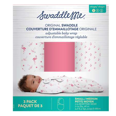 Конверт для новорожденных Summer Infant на липучке Swaddleme размер S/M 3шт розовый/сердечки/фламинго