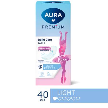 Прокладки ежедневные AURA PREMIUM женские ультратонкие LIGHT 40шт х 6уп