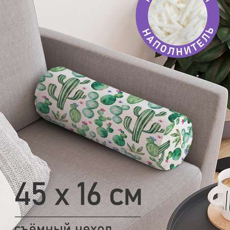 Декоративная подушка-валик JoyArty Кактус акварелью