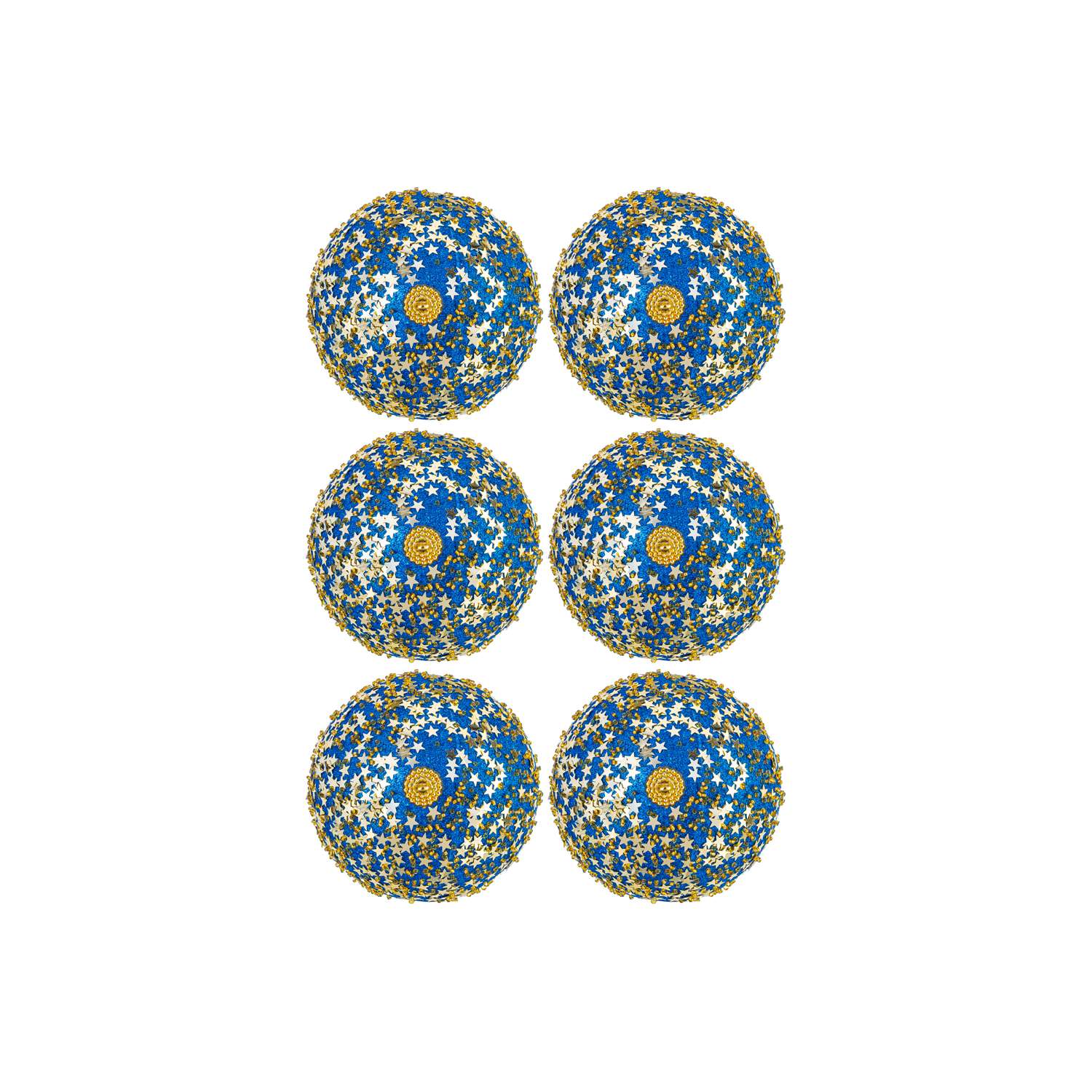 Набор Elan Gallery 6 новогодних шаров 9.5х9.5 см Звезды синий - фото 5