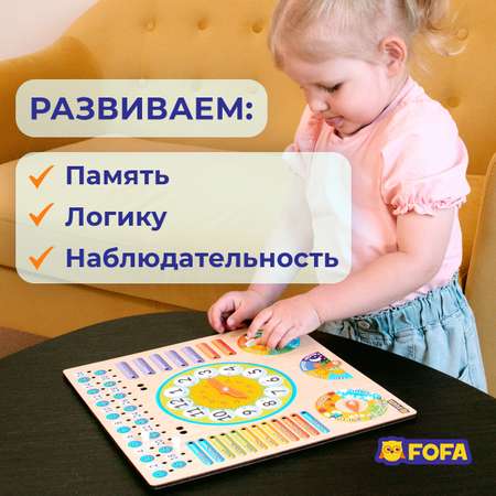 Обучающая доска FOFA календарь с часами