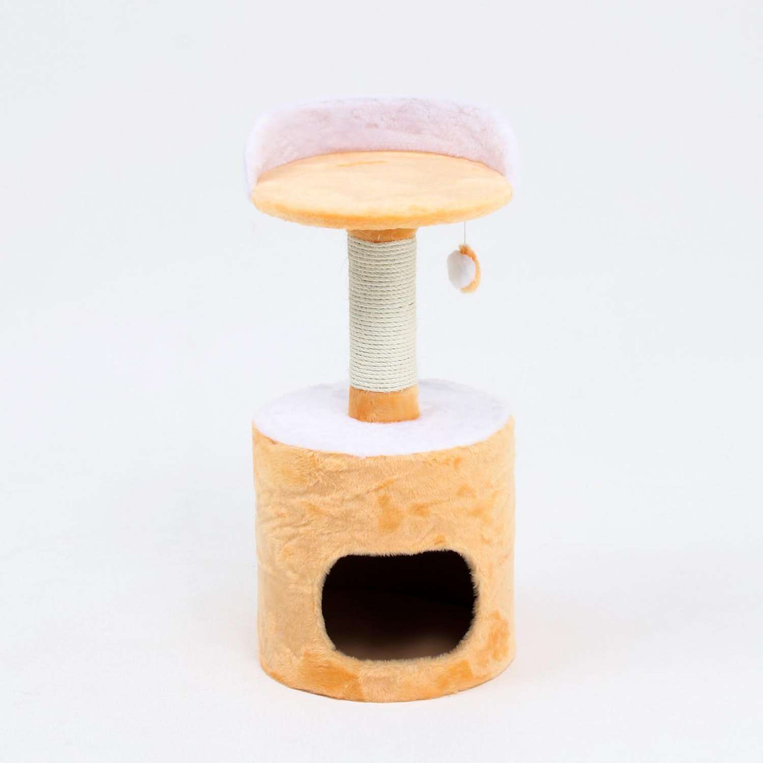 Дом-когтеточка Пижон с лежаком круглый персиково-белый - фото 1