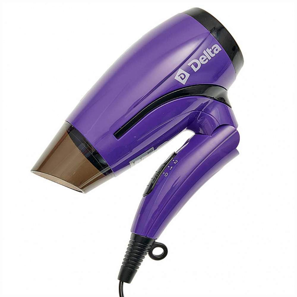Фен для волос Delta DL-0906 Складная ручка 1000 Вт 2 режима работы фиолетовый - фото 2