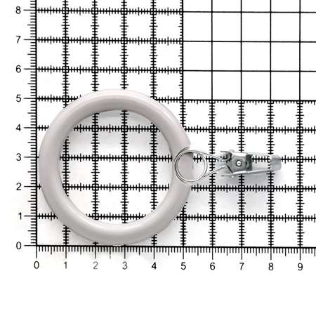 Кольцо для штор Айрис карнизов пластиковое с металлическим зажимом 80 мм 20 шт белый
