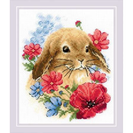 Набор для вышивания Риолис крестом 1986 Кролик в цветах 15х18см