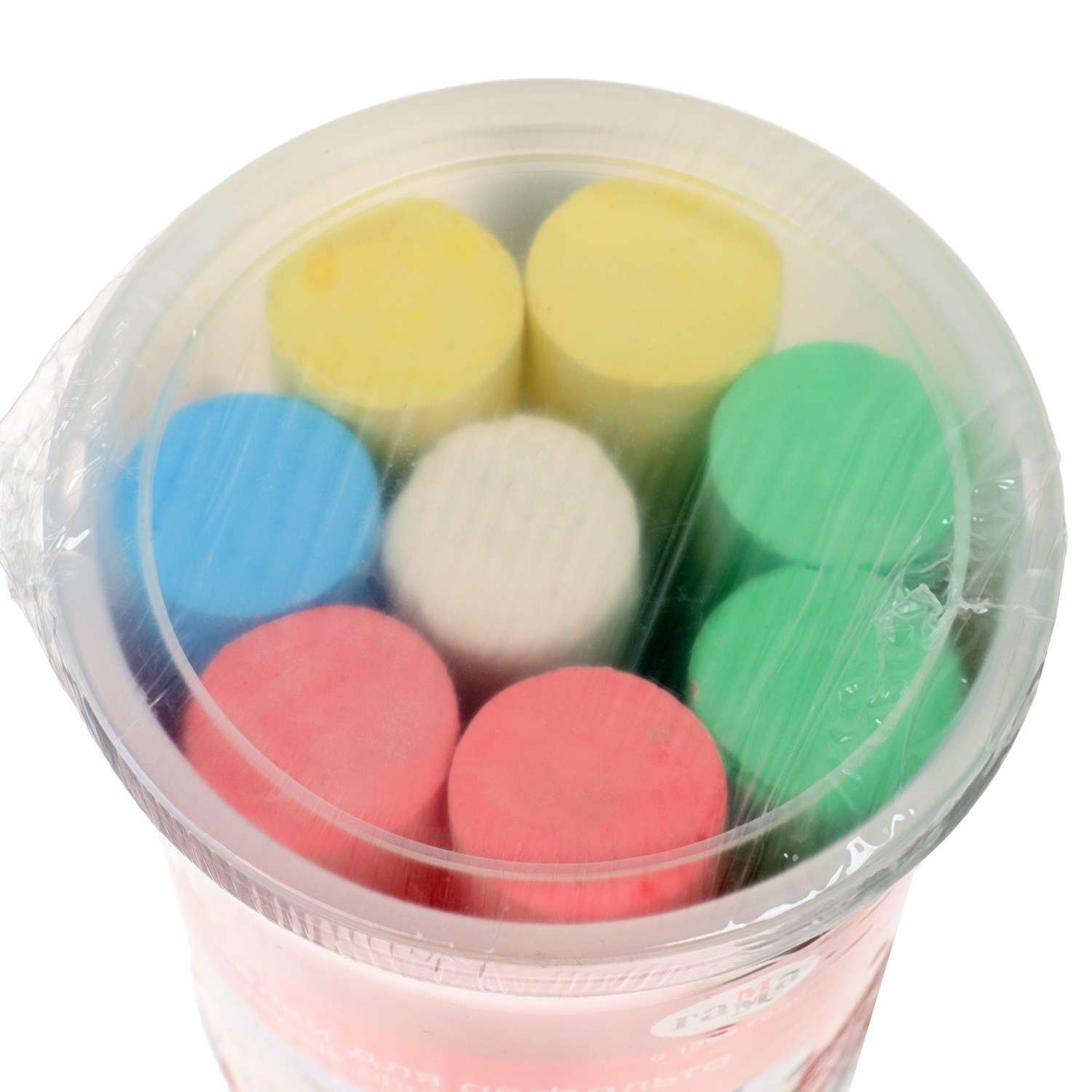 Мелки Гамма «Мультики» цветные 8 штук круглые в пластиковом ведре - фото 2